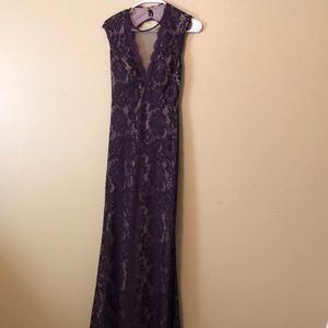 Purple, lace long dress